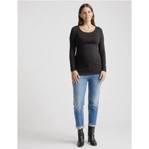 Quince Maternity & Nursing Long Sleeve Tencel T-Shirts sz L 2 pack Blk/Grn